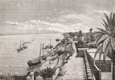 Vue de Khartoum le long du Nil Bleu, Soudan, gravure de Cairoli d