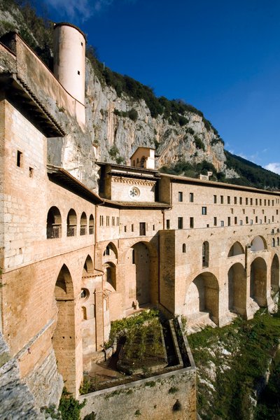 Vue du monastère de Saint Benoît (Sacro Speco) - Italian School
