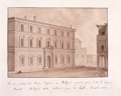 Vue du palais du prince Eugène à Bologne, gravée par S.A.I. d