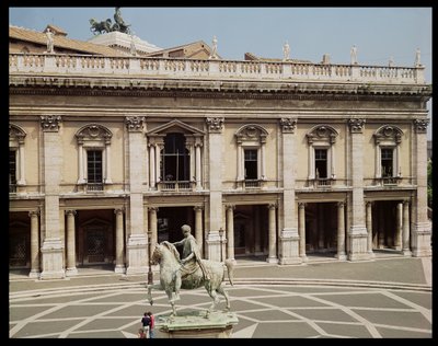 Vue du Palazzo Nuovo et de la statue équestre de Marc Aurèle - Italian School