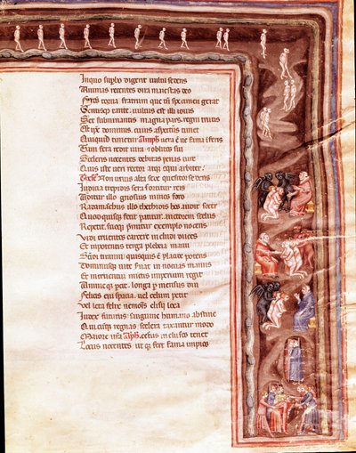 Vue des Enfers, illustration pour Hercule Furieux de Sénèque (miniature) - Italian School