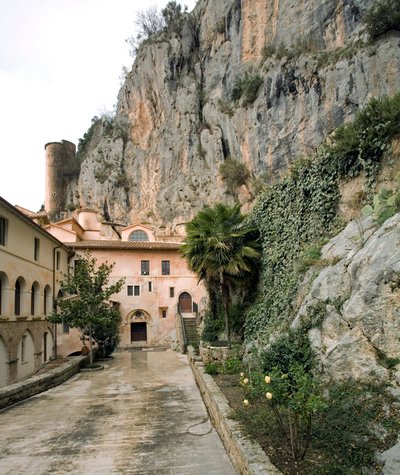 Vue de la cour du monastère de Saint Benoît (Sacro Speco) - Italian School