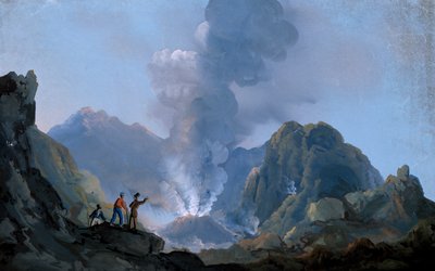 Vue du cratère du Vésuve en 1829 - Italian School