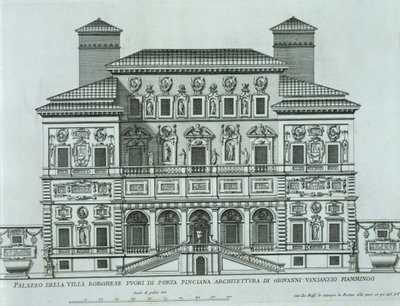 Vue de la façade de la Villa Borghese, Rome - Italian School