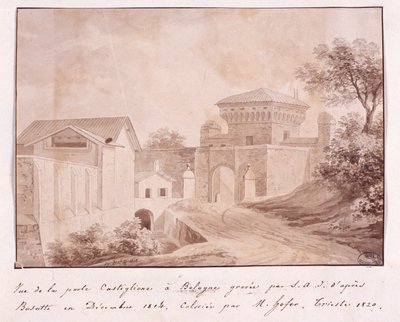 Vue de la porte de Castiglione à Bologne, gravée par S.A.I. d