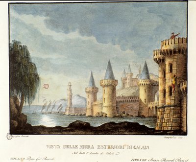 Vue des remparts de Calais en 1347 pendant la guerre de Cent Ans, décor pour l