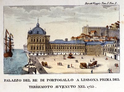 Vue du palais royal à Lisbonne avant le tremblement de terre de 1755. - Italian School