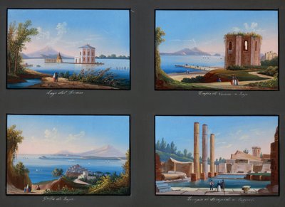 Vues des Champs Phlégréens : Lac Fusaro, Temple de Vénus à Baja, Golfe de Baja, Temple de Sérapis à Pouzzoles - Italian School