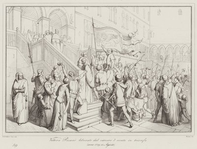 Vittore Pisani libéré de prison et porté en triomphe - Italian School