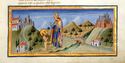 Yates Thompson 36, f.149, La figure nue de Saint François reçoit la bénédiction de l