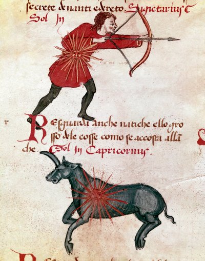 Signes du zodiaque : Sagittaire et Capricorne. (miniature) - Italian School