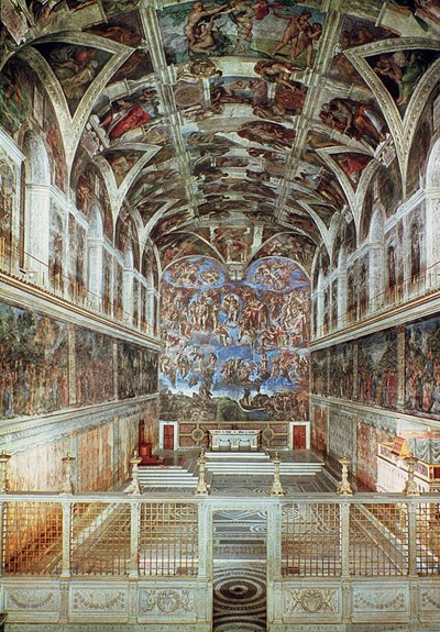 Vue intérieure de la chapelle Sixtine (avant restauration) - Italian School Italian School