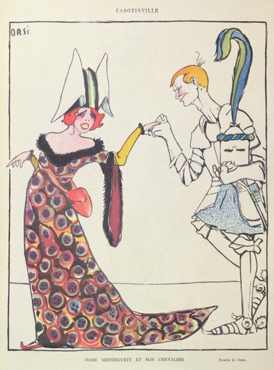 Mistinguett (1875-1956) et son Chevalier, caricature de 