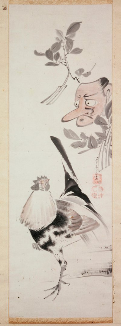 Coq et masque Tengu - Ito Jakuchu