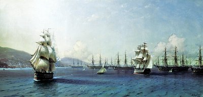 Flotte de la mer Noire dans la baie de Théodose, juste avant la guerre de Crimée - Ivan Aivazovsky