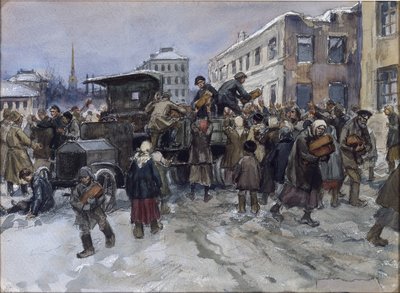 Ouvriers affamés à Petrograd volant un camion militaire de pain par Vladimirov, Ivan Alexeyevich - Ivan Alexeyevich Vladimirov