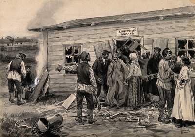 Scène dans une caserne de choléra de la série d