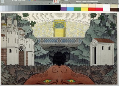 Dessin preparatoire pour la piece Le miracle de Theophile de Rutebeuf - Ivan Yakovlevich Bilibin