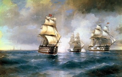 Le brig Mercury attaqué par deux navires turcs le 14 mai 1829, 1892 - Ivan Konstantinovich Aivazovsky