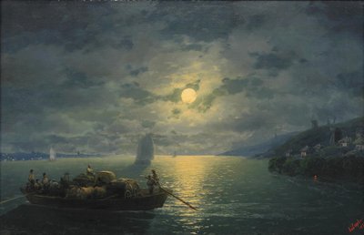 Traversée de la rivière Dnepr par nuit de lune - Ivan Konstantinovich Aivazovsky