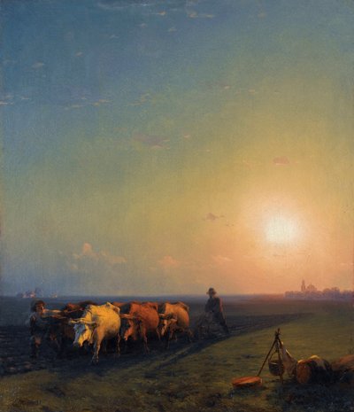 Le labour dans les champs, Crimée - Ivan Konstantinovich Aivazovsky