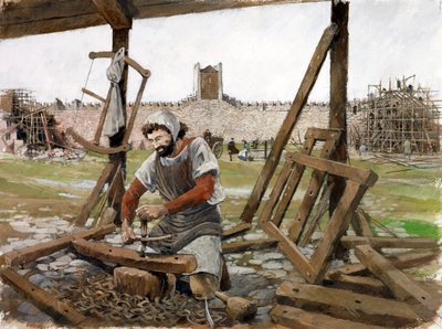 Charpentier, château de Scarborough, 12e siècle, vers 1990-2010 - Ivan Lapper