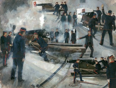 Équipe de canonniers, casemates de la batterie de Dartmouth Point au château de Dartmouth à la fin du XIXe siècle - Ivan Lapper