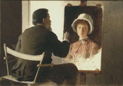 Kramskoy peignant un portrait de sa fille - Ivan Nikolaevich Kramskoy