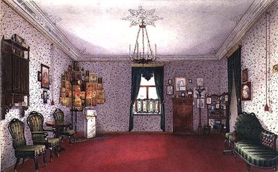 Un salon russe avec un coin icône - Ivan Petrovich Volski