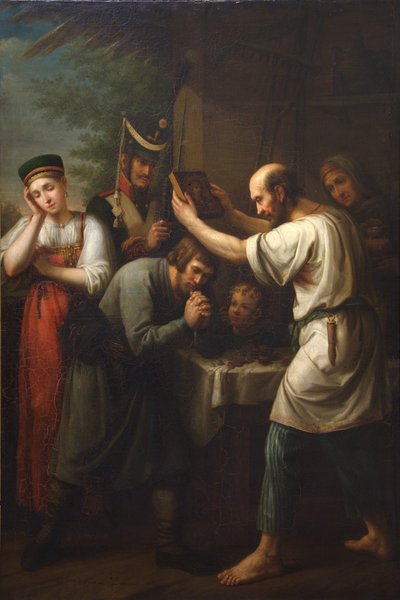 La bénédiction du garde national en 1812 - Ivan Vasilyevich Luchaninov