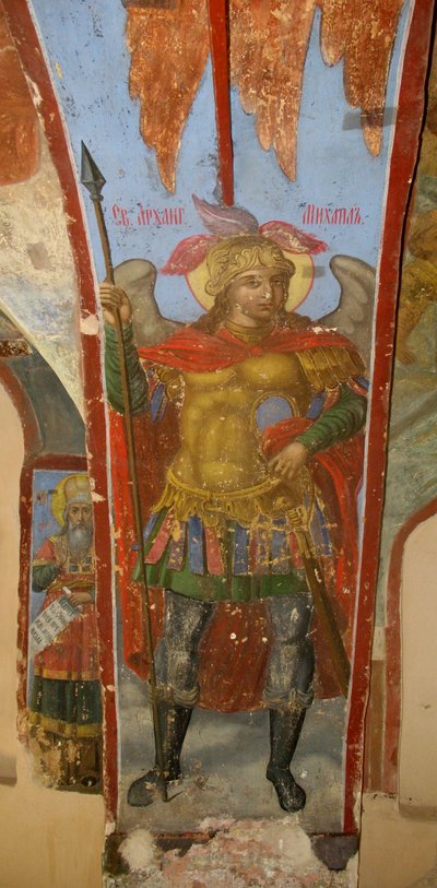 Saint Michel Archange. Fresque dans la cathédrale de Notre-Dame du Signe, Novgorod, début du 18ème siècle - Ivan Yakovlevich Bakhmatov