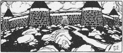 Illustration pour le poème Les Murs de Caïn par Vyacheslav Ivanov. Adskaya Pochta Hells Mail magazine - Ivan Yakovlevich Bilibin