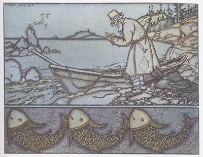 Illustration du Conte du pêcheur et du poisson - Ivan Yakovlevich Bilibin