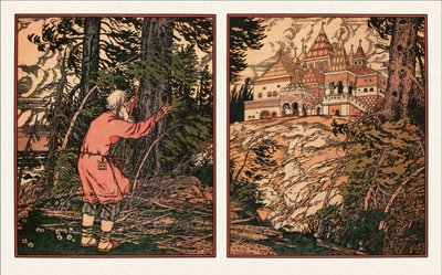 Illustration du Conte du Pêcheur et du Poisson - Ivan Yakovlevich Bilibin