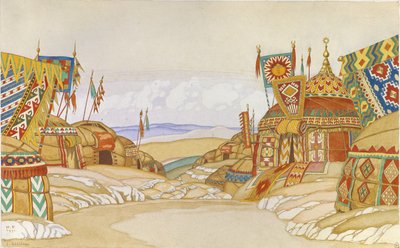 Le camp des Polovtsiens. Décor de scène pour l