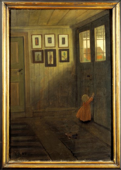 La fille à la porte. Intérieur de la maison de l