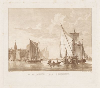 Voiliers et une chaloupe devant Dordrecht (Op de Merwe voor Dordrecht) - Izaak Jansz. de Wit