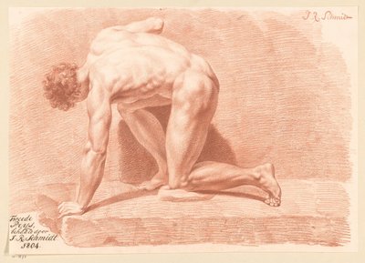 Homme nu agenouillé, vu de côté (2e prix 1804) - Izaak Riewert Schmidt