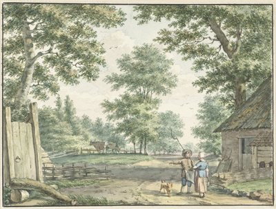 Paysage avec deux personnes près d