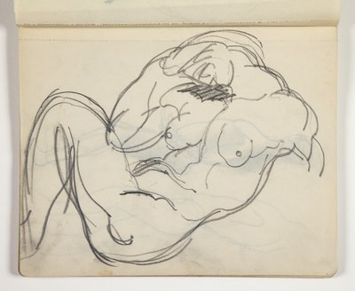 Figure nue allongée, homme ou femme; peut-être étude d