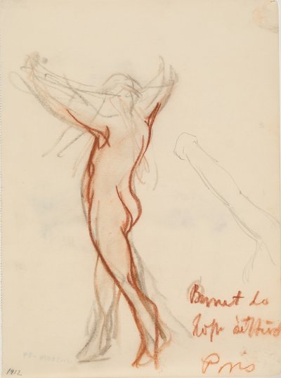 Figure nue de dos avec les bras au-dessus de la tête - J.A. Jerichau
