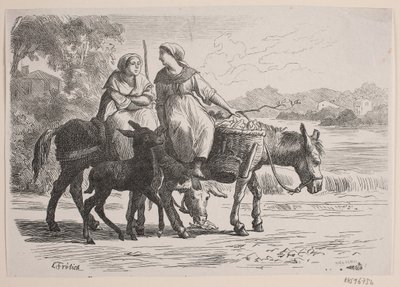À Enghien. Paysannes rentrant de Paris - J.C. Nielsen