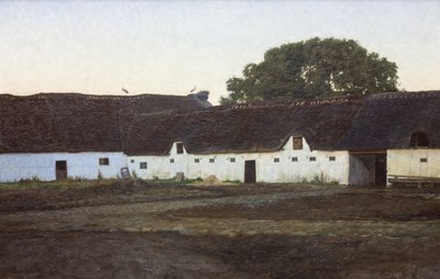 Une cour à Vendsyssel. Coucher de soleil - J.C. Schlichtkrull