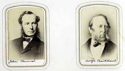 Portraits de Sir John Tenniel (1820-1914) et George Cruikshank (1792-1878) vers 1860 - J.C. Watkins