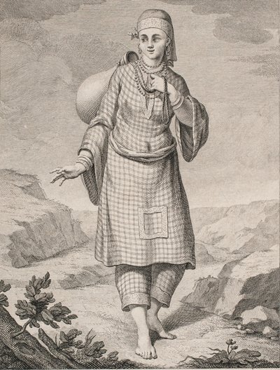 Une femme arabe puisant de l