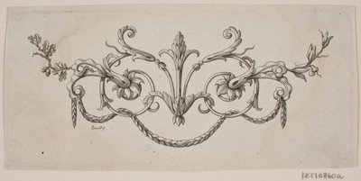 Une feuille et une guirlande de fleurs - J.F. Clemens