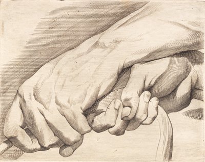 Étude de deux mains tenant une corde - J.F. Clemens