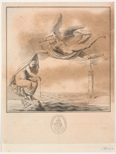 Esquisse pour le cuivre-titre de P. Løvenørns Anviisning pour les navigateurs dans le Kattegat - J.F. Clemens