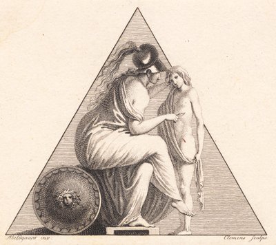 Vignette représentant Pallas Athéna donnant la vie à un jeune homme - J.F. Clemens