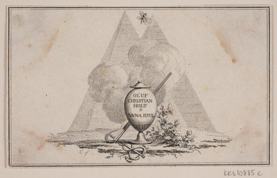 Vignette avec vase et inscription - J.F. Clemens
